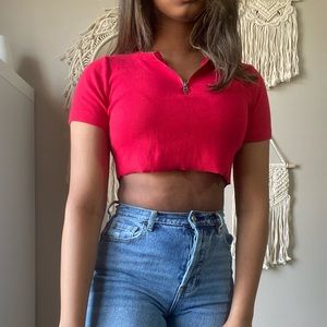 cropped zipper top
